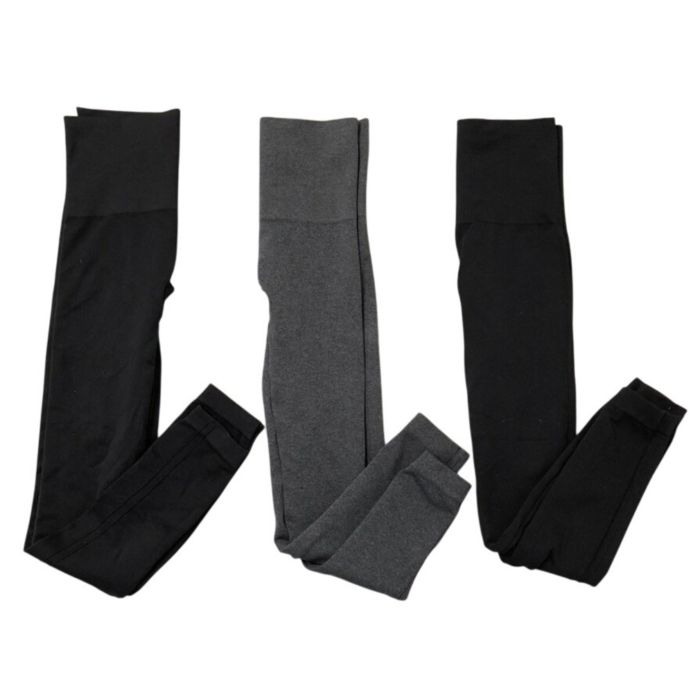 Spanx Seamless Leggings Women Small Black Charcoal Gray High Waist Bundle 3pk